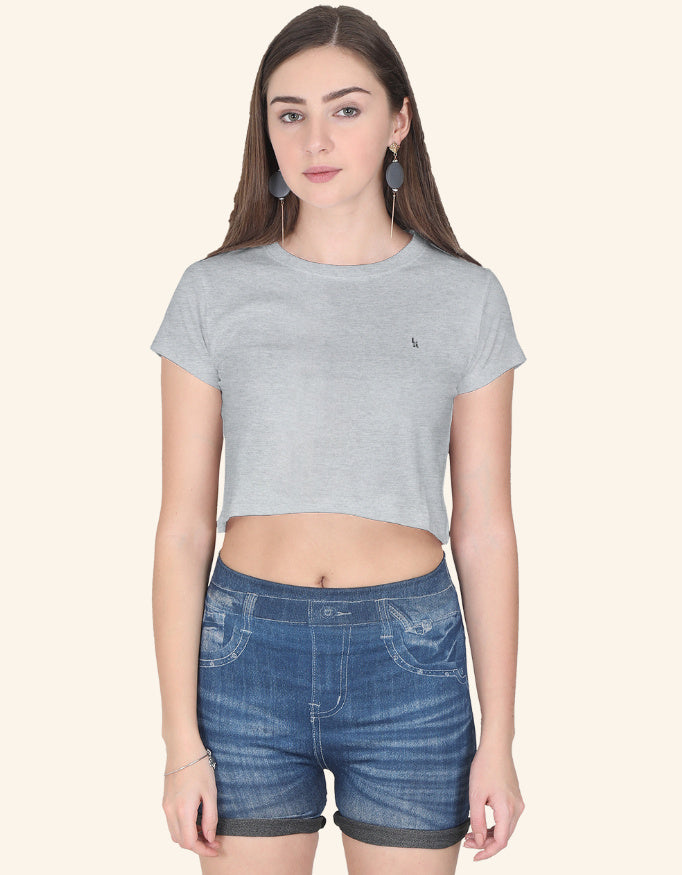 Crop Top Iconic_Grey_Melange_Front