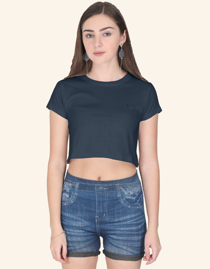 Crop Top Iconic_Navy_Blue_Front