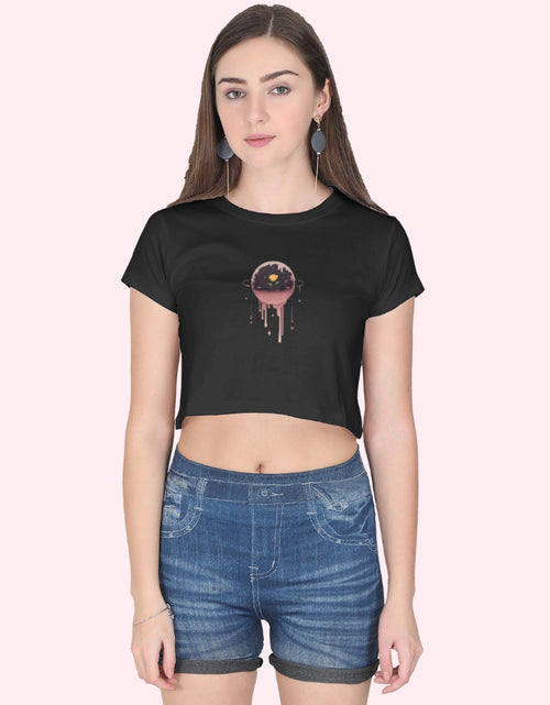 Flower Glob Print Crop-Top_Black_Front