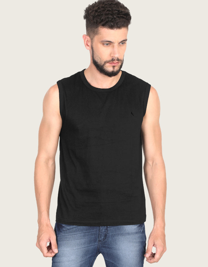 Men's Sleeveless T-Shirt with Iconic_Black_Front