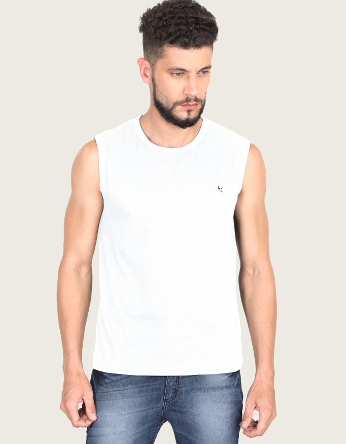 Men's Sleeveless T-Shirt with Iconic_White_Front