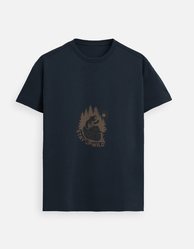 STAY WILD Tee_Navy_Blue_Front
