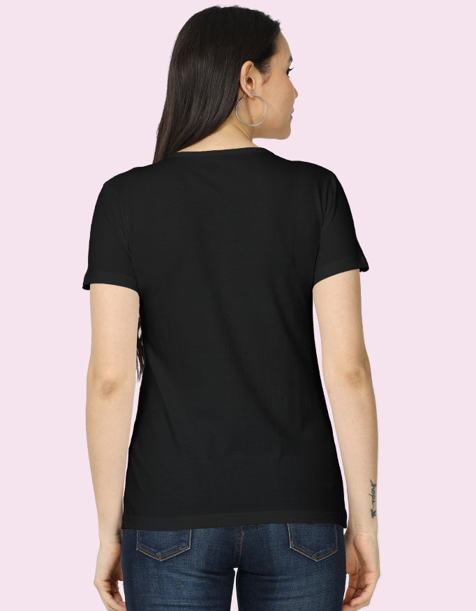 Sun Shine Cotton Women T-Shirt_Black_Back