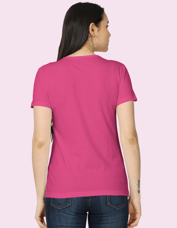 Sun Shine Cotton Women T-Shirt_Pink_Back