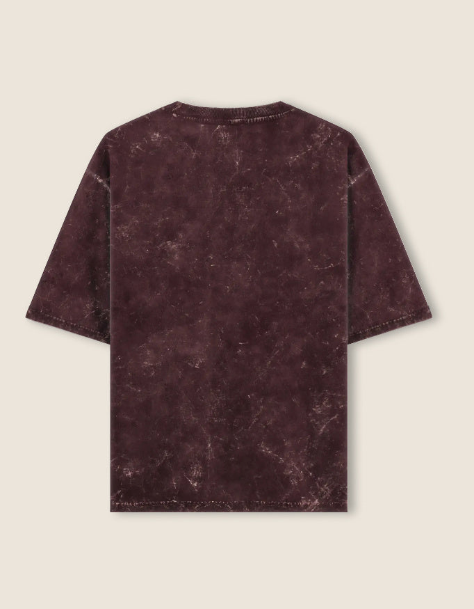 Unisex Acid Washed Oversized Tee_Maroon_Back