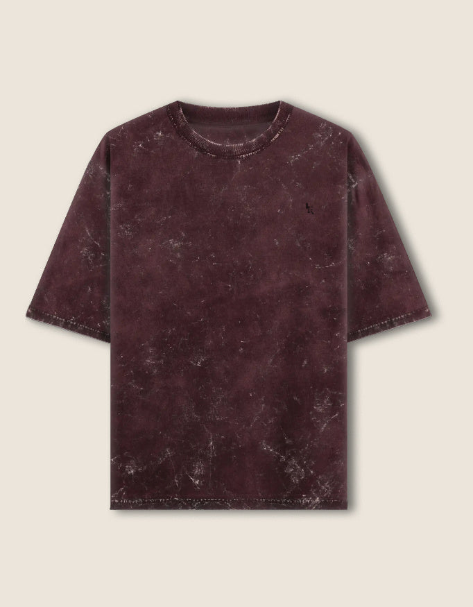 Unisex Acid Washed Oversized Tee_Maroon_Front