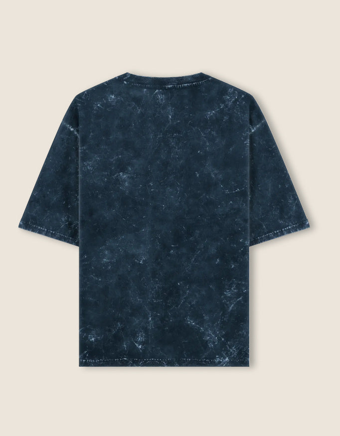 Unisex Acid Washed Oversized Tee_Navy_Blue_Back