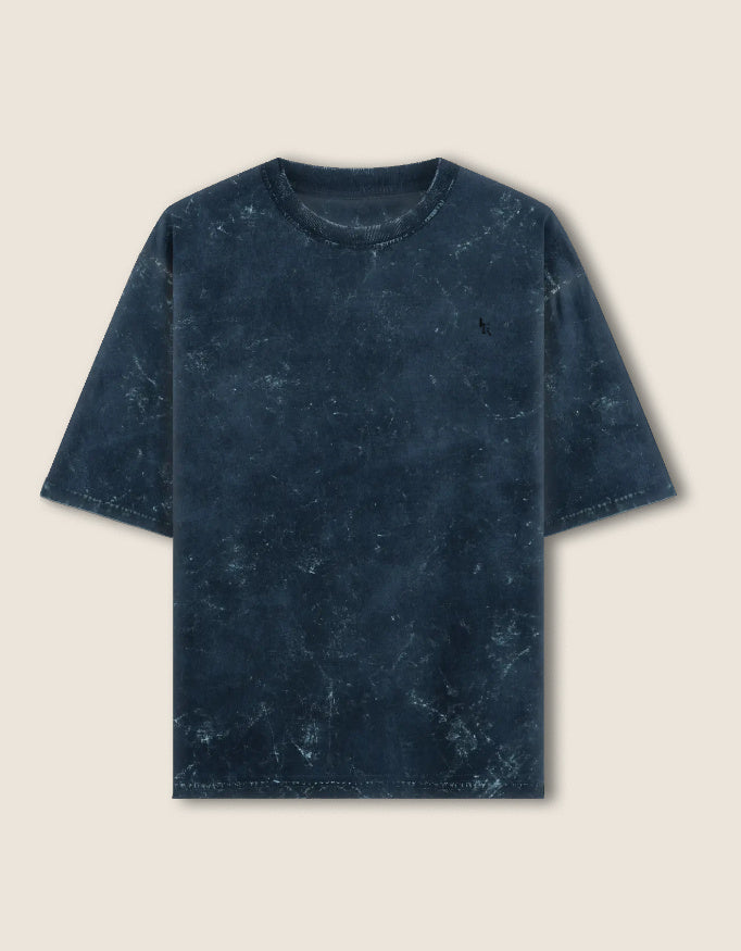 Unisex Acid Washed Oversized Tee_Navy_Blue_Front