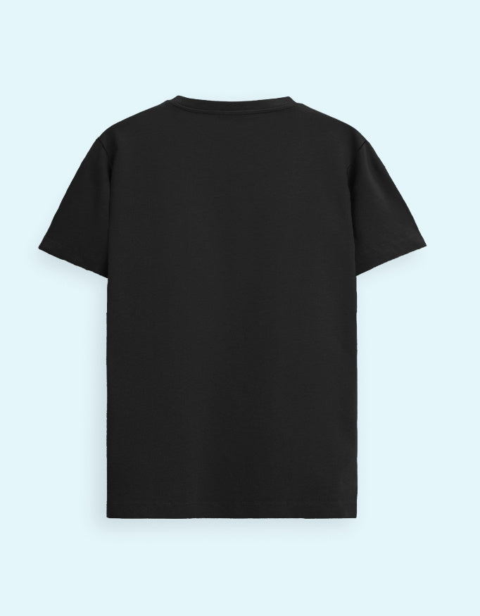 Unisex Classic Crew T-Shirt with Japanese Style for Men_Black_Back