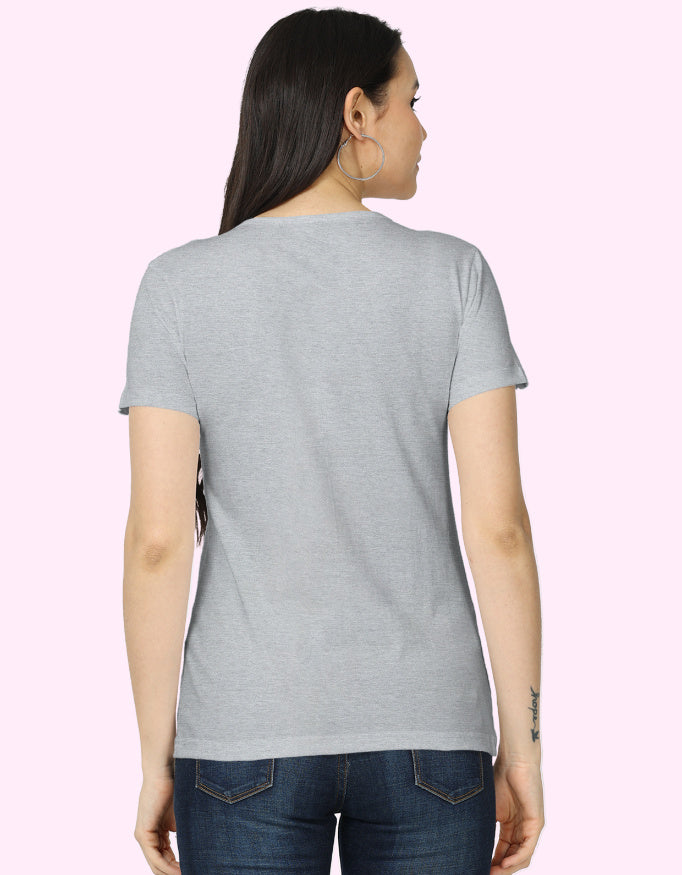 Women's Classic T-Shirt with Japanese Style_Grey_Melange_Back