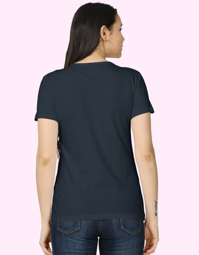 Women's Classic T-Shirt with Japanese Style_Navy_Blue_Back
