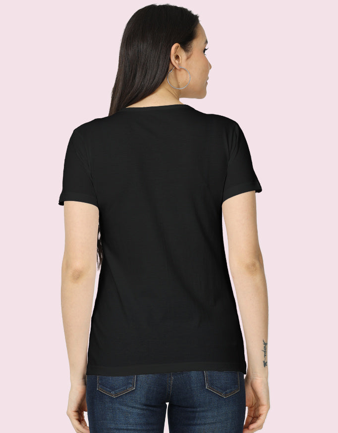 Women's Classic T-Shirt with Yoga Style_Black_Back