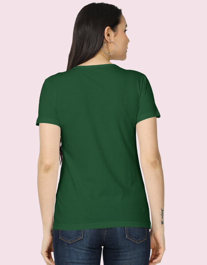 Women's Classic T-Shirt with Yoga Style_Bottle_Green_Back