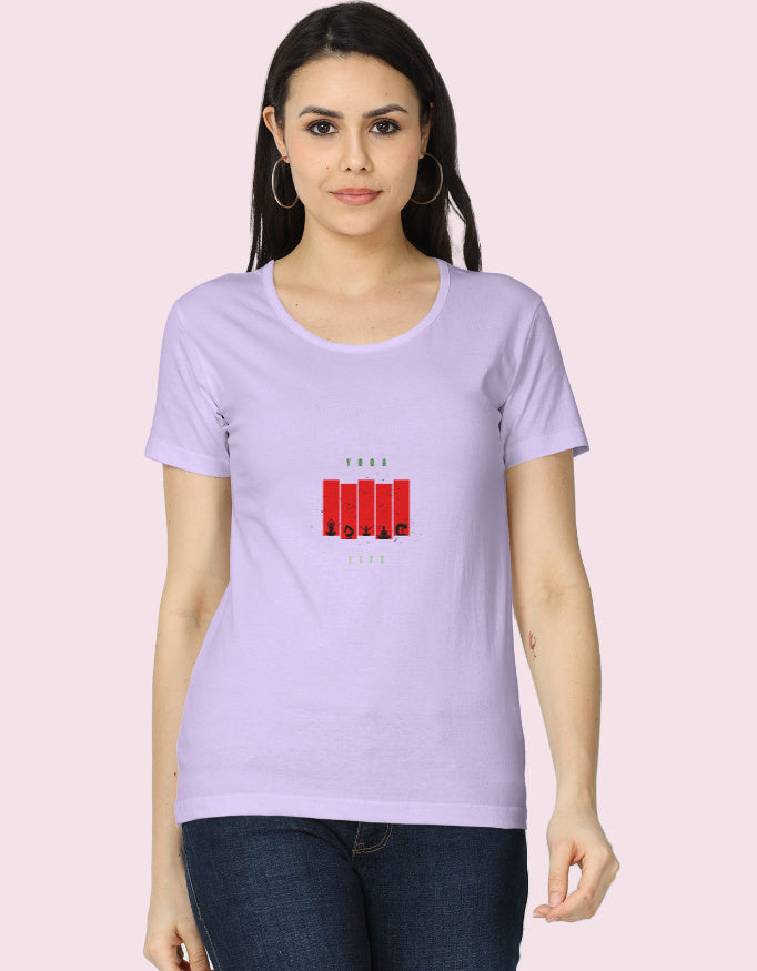 Women's Classic T-Shirt with Yoga Style_Lavender_Front
