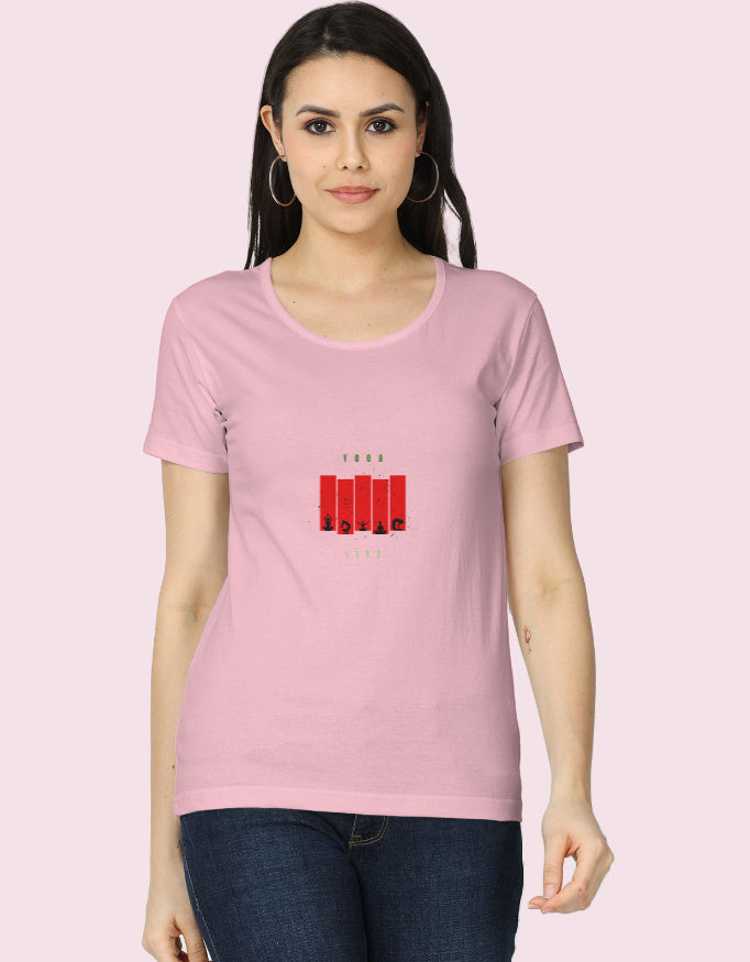 Women's Classic T-Shirt with Yoga Style_Light_Baby_Pink_Front