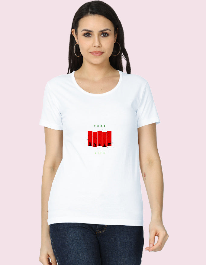 Women's Classic T-Shirt with Yoga Style_White_Front